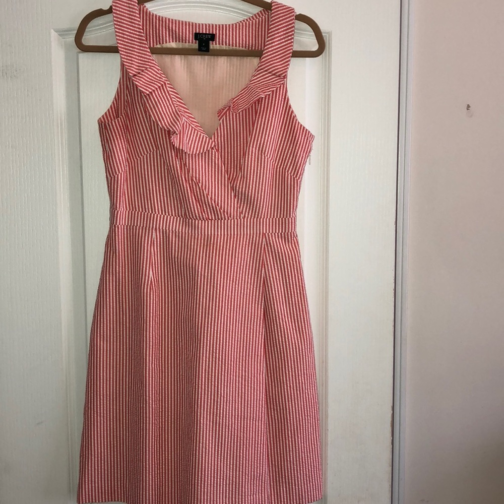 JCrew Seersucker Ruffle Dress